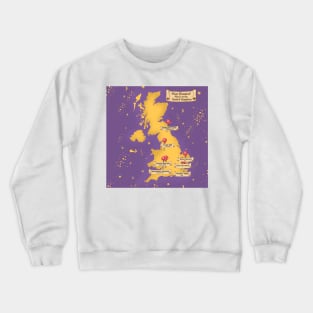 Most Haunted Places of the United Kingdom map Crewneck Sweatshirt